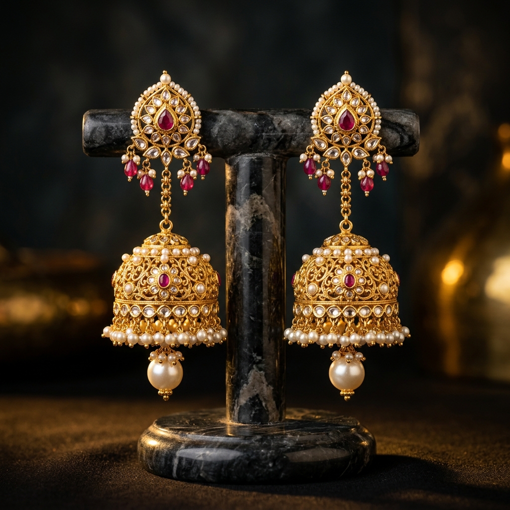 Earring Designs — Jhumkas, Chandbalis & Stud Patterns